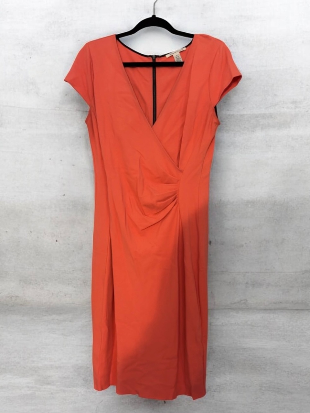 Kenneth Cole Coral Midi Cap-Sleeve Faux-Wrap Dress ~ Size 8